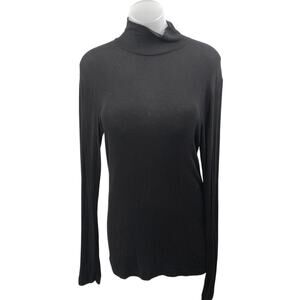 Aritzia Wilfred Women's Black Rib Knit Turleneck Long Sleeve Sweater Top Size L